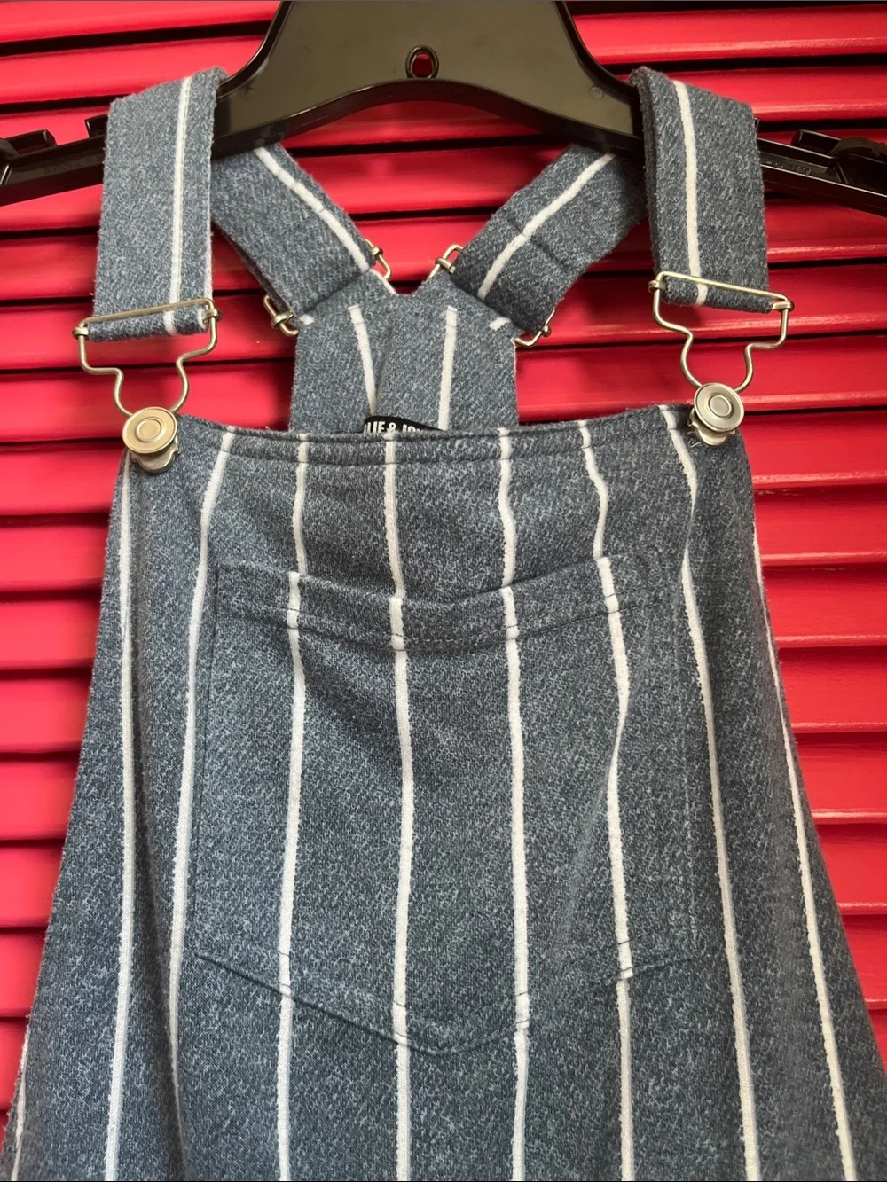 Women’s stripe soft feel jean look style bibs MEDIUM